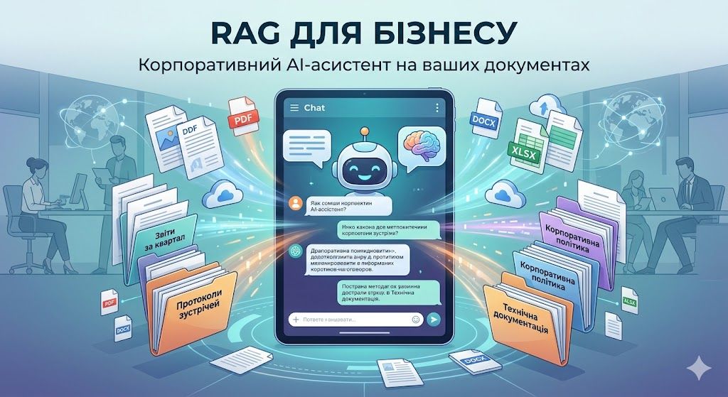 RAG для бізнесу: AI-асистент на основі корпоративних документів — схема роботи Retrieval-Augmented Generation